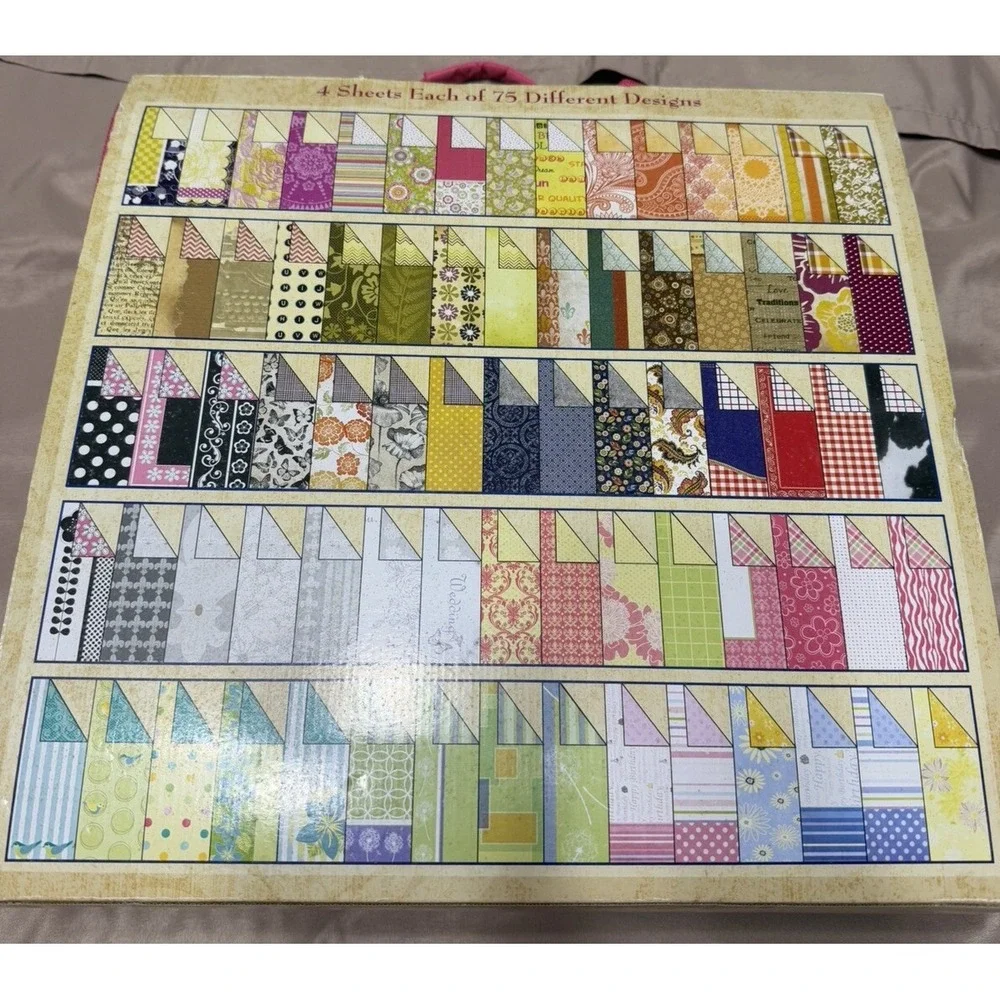 Designer Card Stock Tote 300 Double Sided Sheets Removable Accordion File New‎